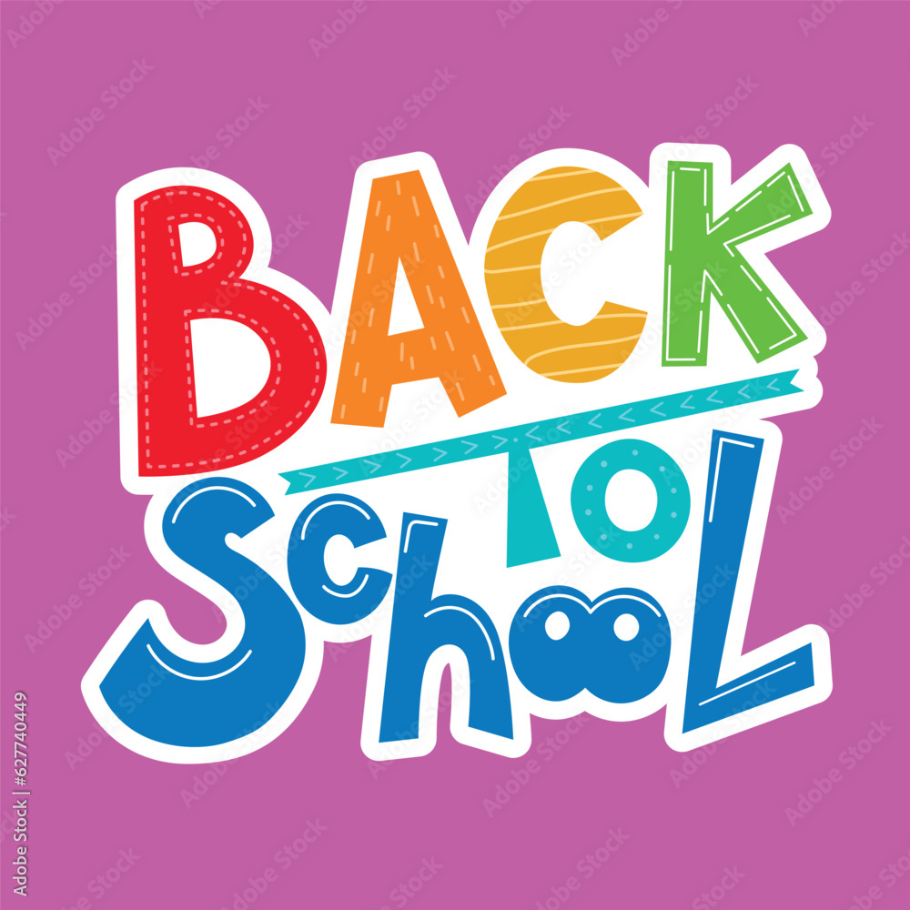 Back to school colorful cartoon style with stroke Back to school colorful cartoon style with stroke