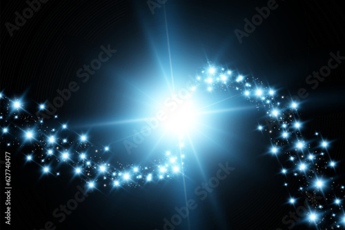 Comet on a transparent background. Bright Star. Starry beautiful path. Shooting star. Comet tail. Meteor flies. Space object.	
