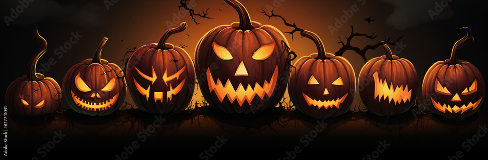 Scary halloween pumpkins background on wooden table with a person holding it Scary halloween pumpkins background on wooden table with a person holding it