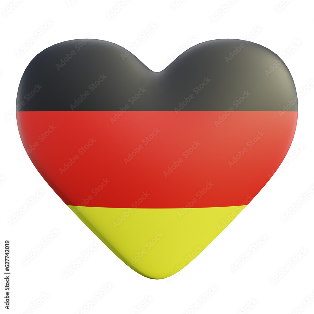3D Germany Heart Flag Isolated on Transparent Background 3D Germany Heart Flag Isolated on Transparent Background