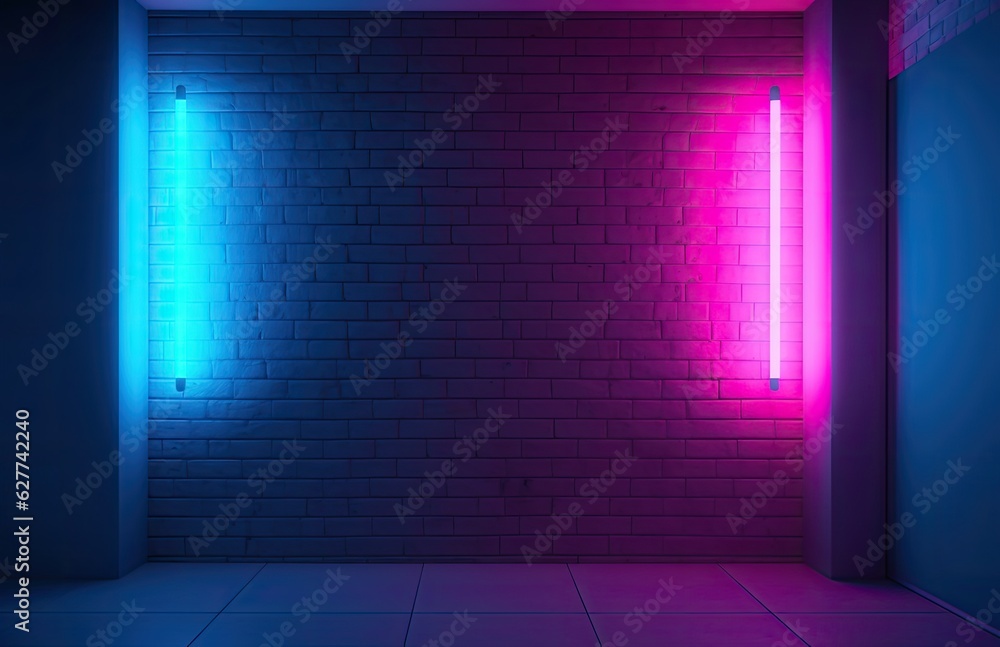 Neon Violet and Blue Lamp on Wall