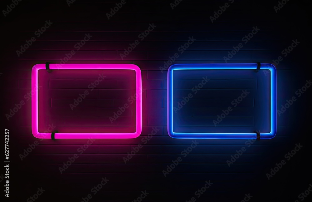 Neon Violet and Blue Lamp on Wall Neon Violet and Blue Lamp on Wall