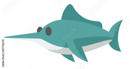 Cute Sticker Sword Fish Illustration