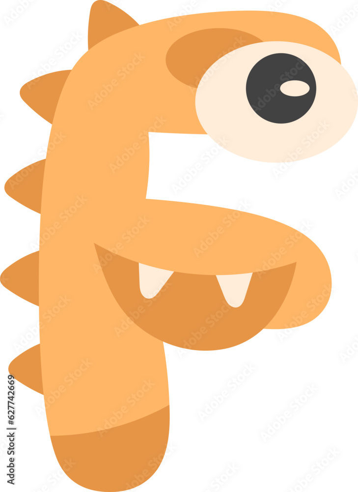 Obraz premium Cute Monster Alphabet F Illustration