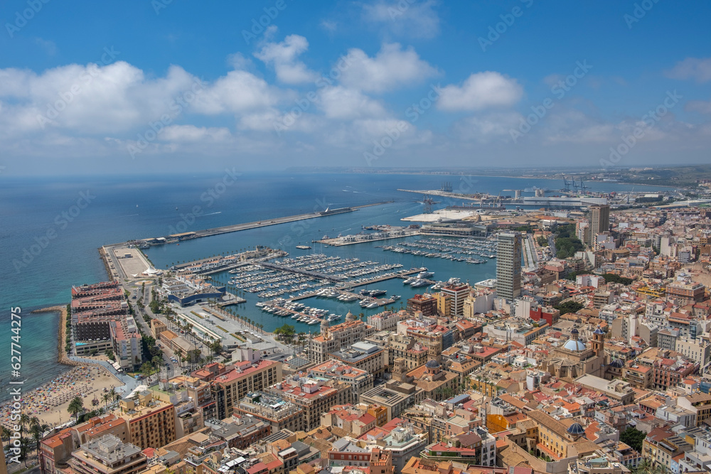 View of the city of Alicante from the fortress of Santa Barbara Spain