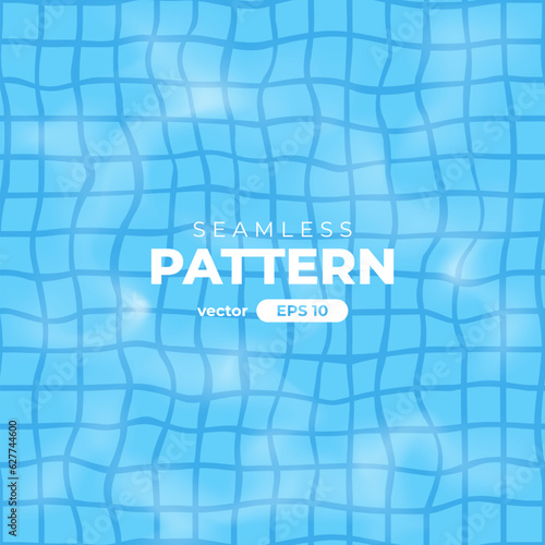 Seamless water pattern. Summer swimming pool vector. Top view. Summer background. Banner or poster. Sale template. Simple cartoon design. Realistic water. 3d. Illustration eps10.