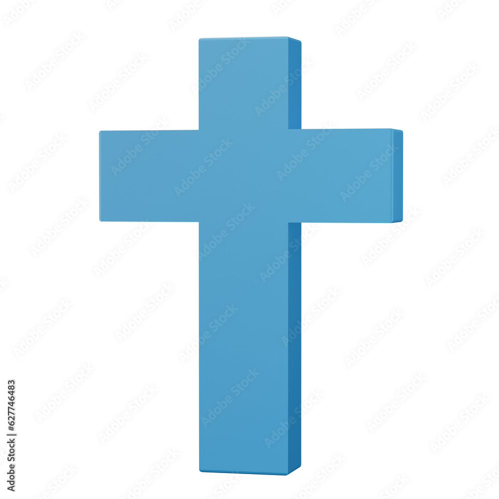 christian cross sign isolated on transparent background. 3d cartoon simple illustration