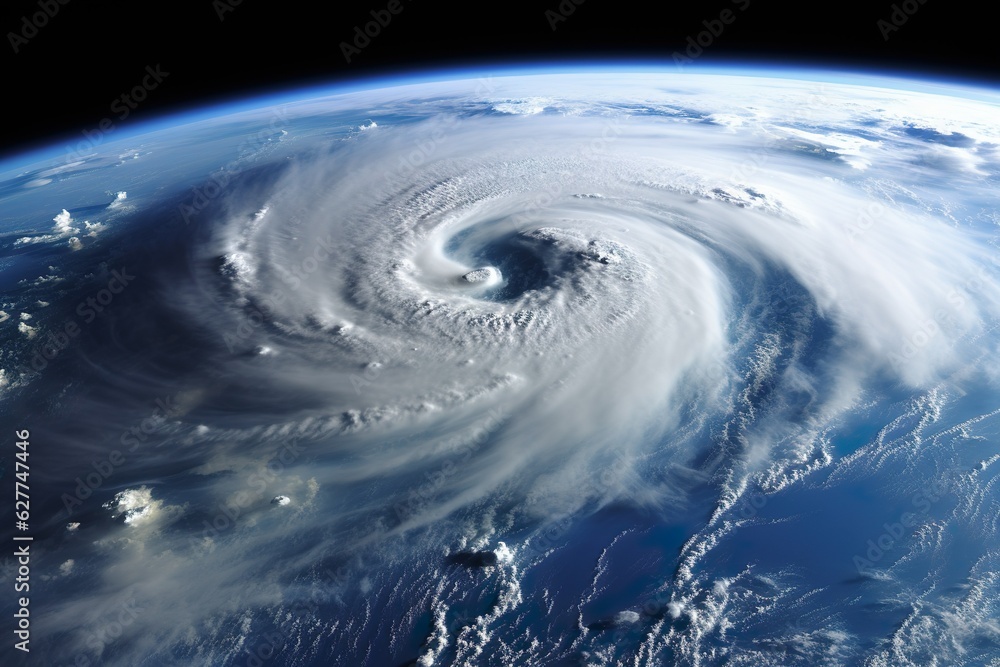 Giant hurricane influenced by Climate change. Hurricane season. Generative AI