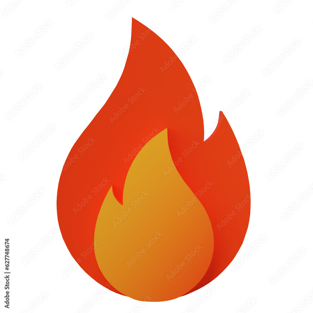 3D fire icon isolated on transparent background. 3d cartoon simple illustration 3D fire icon isolated on transparent background. 3d cartoon simple illustration