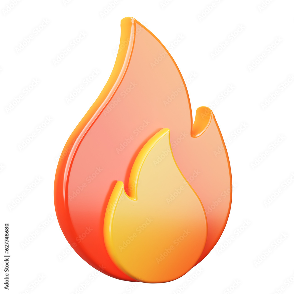 3D fire icon isolated on transparent background. 3d cartoon simple illustration 3D fire icon isolated on transparent background. 3d cartoon simple illustration
