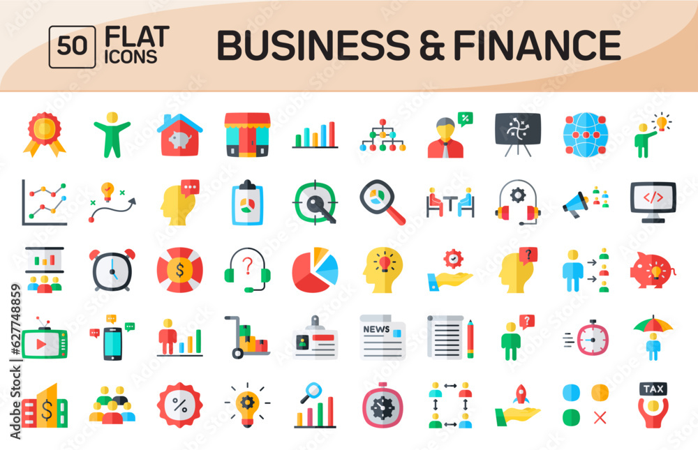 Business and Finance Flat Icons Pack Vol 2