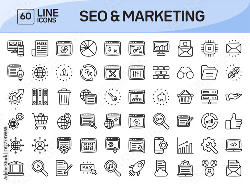 Seo and Marketing Line Icons Pack Vol 2