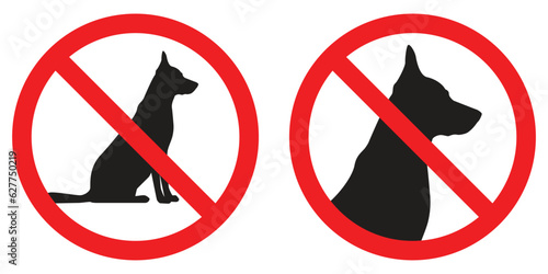 Sign prohibiting dogs. Crossed dog's silhouettes. Vector illustration