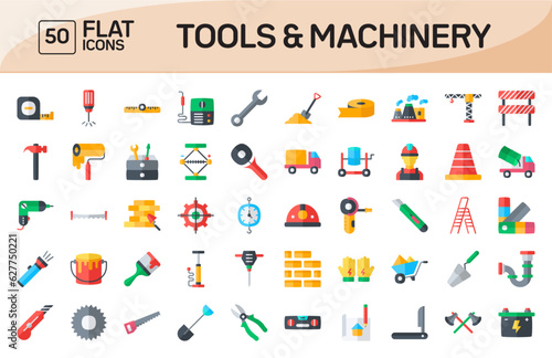 Tools and Machinery Flat Icons Pack Vol 1