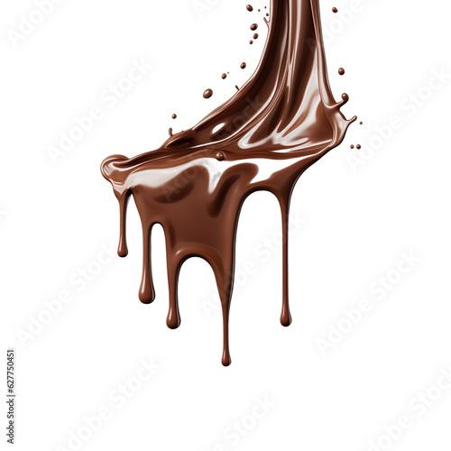 Chocolate Splashes, Splashes, Drops, Liquid Chocolate, isolated, seperated, PNG, transparent background, Ai generated