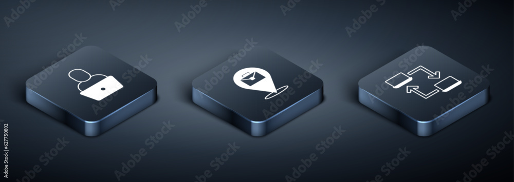 Set Isometric Freelancer, Online working and icon. Vector Set Isometric Freelancer, Online working and icon. Vector