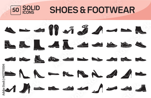 Tableau sur toile Shoes and Footwear Awesome Color Outline Icons Pack Vol 1