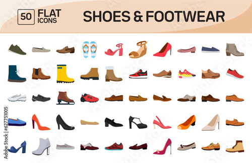 Shoes and Footwear Flat Icons Pack Vol 1