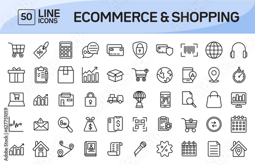 Ecommerce and Shopping Line Icons Pack Vol 1