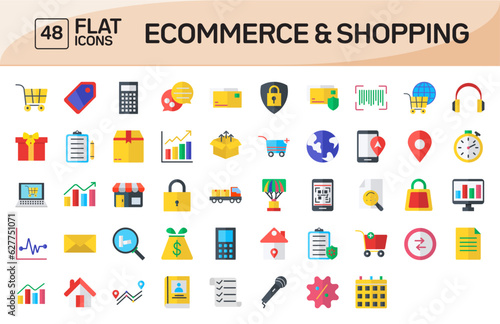 Ecommerce and Shopping Flat Icons Pack Vol 1