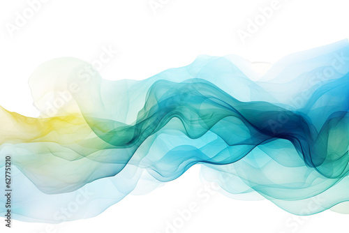 Watercolor background, Abstract wave background, turquoise, blue, yellow Vector Illustration. Transparent Background, PNG, AI generated