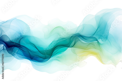 Watercolor background, Abstract wave background, turquoise, blue, yellow Vector Illustration. Transparent Background, PNG, AI generated