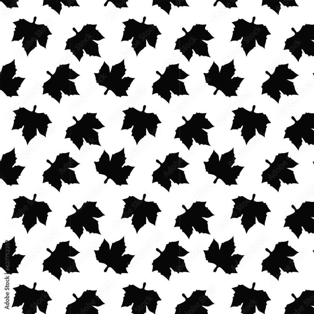 Black and White Abstract leaves silhouette seamless pattern. Black and White Abstract leaves silhouette seamless pattern.