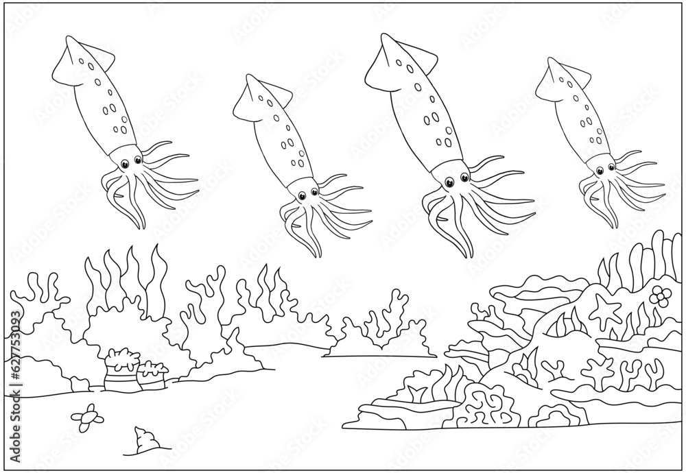 Fototapeta premium Adventure Coloring Book Animal Kingdom and Wild Safari