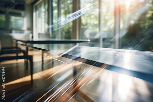 Wallpaper Mural Artistic Bauhaus-inspired Glass Door Interior: Blurry View in Tabletop Photography Style Torontodigital.ca