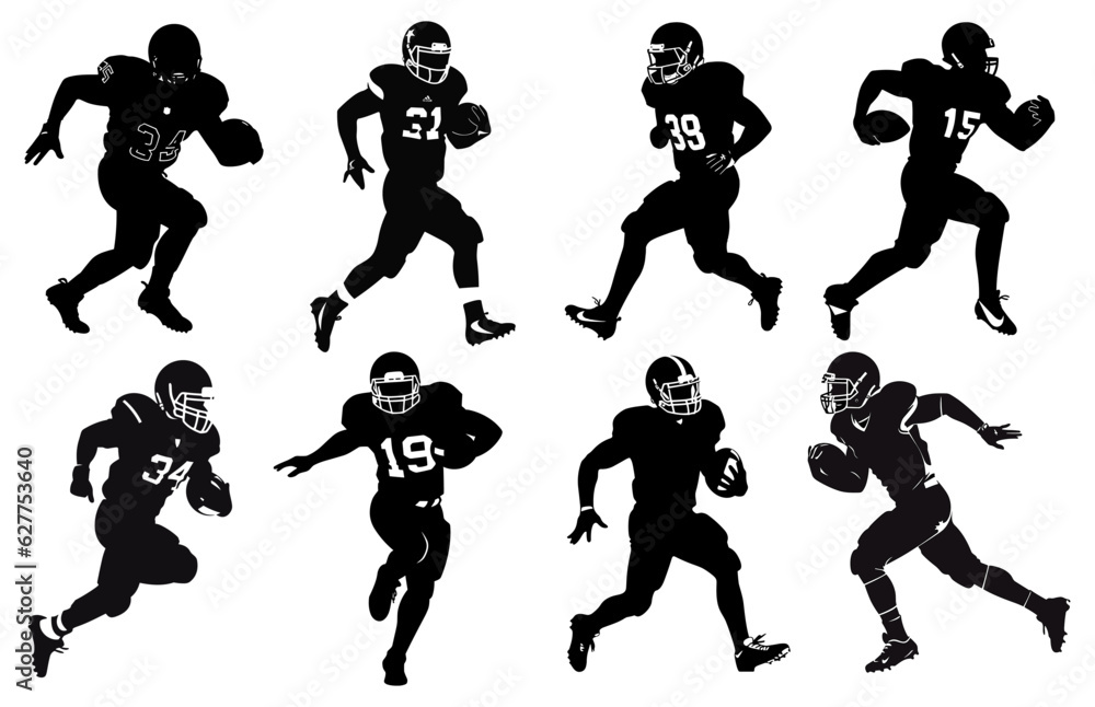 American Football Player Silhouette bundle, American footballer vector silhouette collection