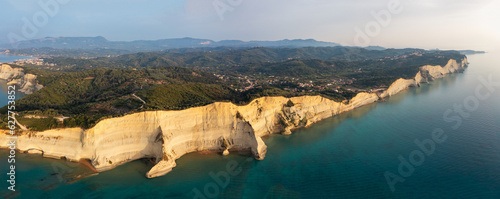 Beautiful view of Cape Drastis in the island of Corfu in Greece. Cape Drastis, the impressive formations of the ground, rocks and the blue waters panorama, Corfu, Greece, Ionian Islands.