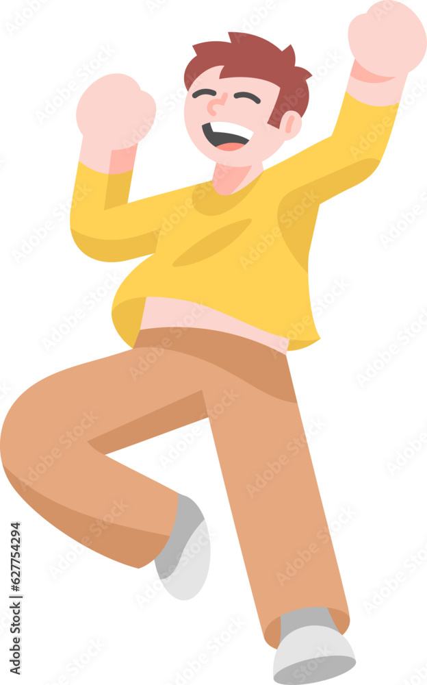 Cute Male People Happy and Cheering Cute Male People Happy and Cheering