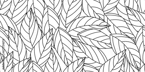 outline leaves seamless pattern