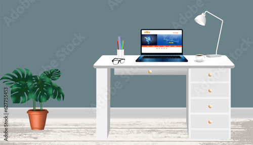 laptop on white desk simple desk design