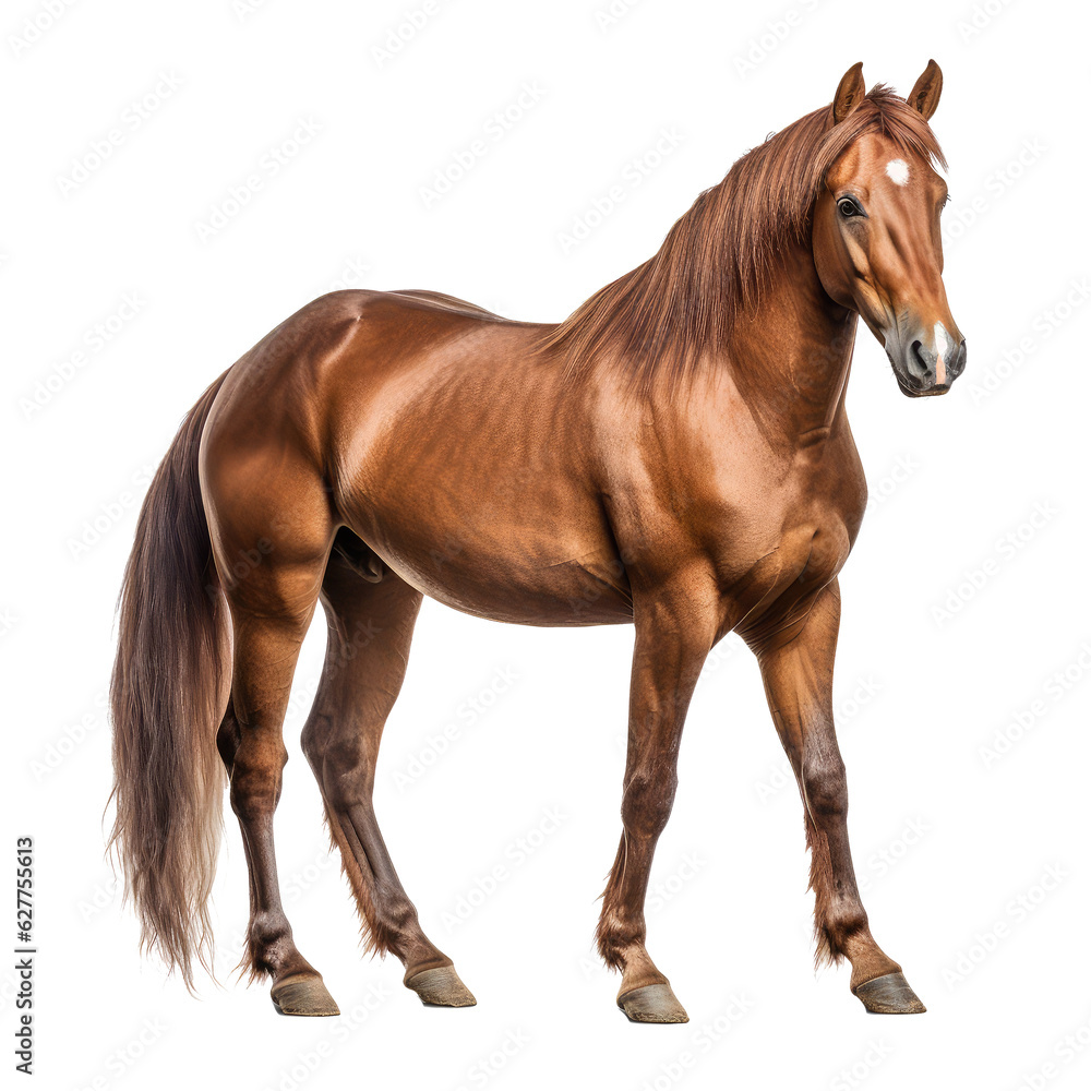 Naklejka premium brown horse isolated on white