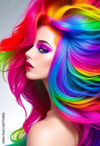 woman with multicolor hair portrait 