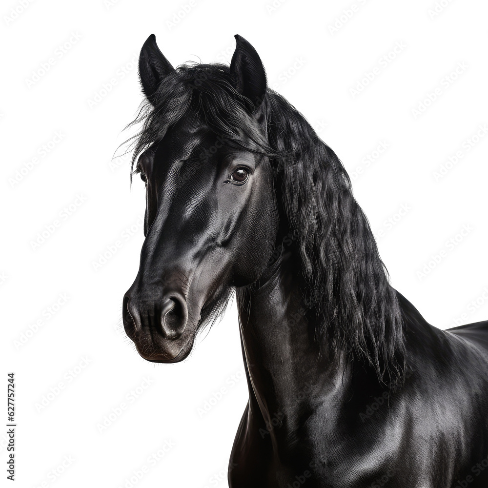 Fototapeta premium black horse isolated on white