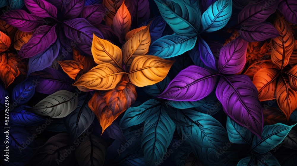 Vivid fluorescent leaves background