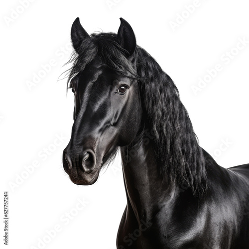 black horse isolated on white