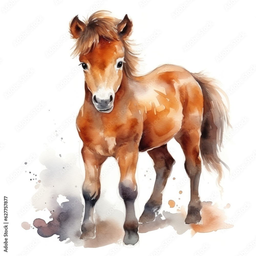 Obraz premium Cute watercolor pony isolated