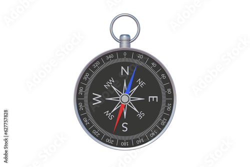 Compass isolated on white background. Top view. 3d rende