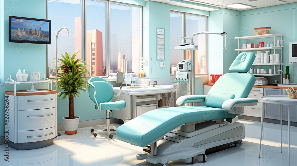 Doctor's workplace in interior of modern medical office Doctor's workplace in interior of modern medical office