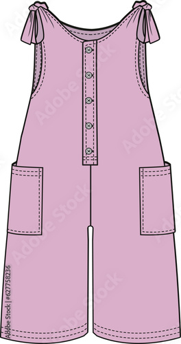 KID GIRL WEAR PINAFORE DRESS JUMPSUIT VECTOR ILLUSTRATION