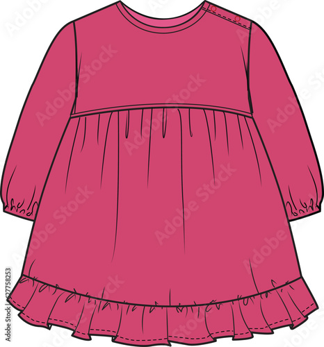 KIDS AND TEEN GIRLS WEAR DRESS VECTOR ILLUSTRATION SKETCH