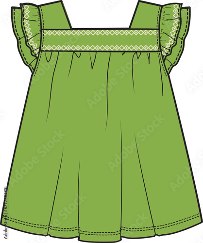 KIDS AND TEEN GIRLS WEAR DRESS VECTOR ILLUSTRATION SKETCH