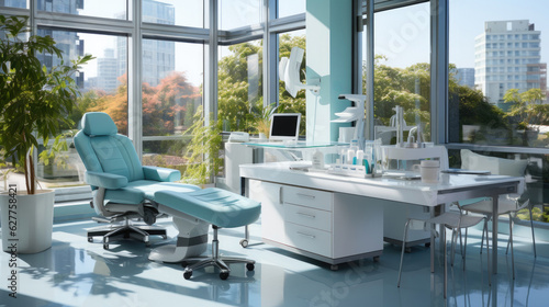 Doctor's workplace in interior of modern medical office © Sasint