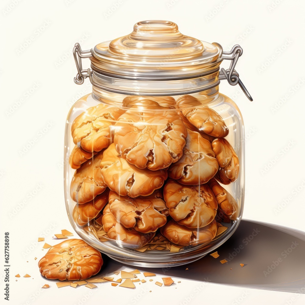 Watercolor Clipart Cookie Jar Filled with Magical Fortune Cookies Stock ...