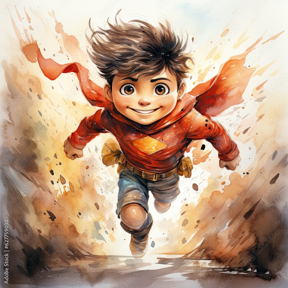 Watercolor Clipart Super Speed Superhero