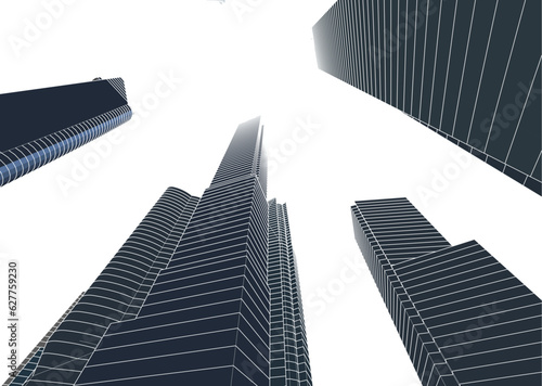 Skyscrapers in the city 3d illustration