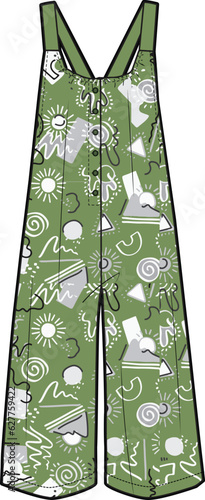 KID GIRL WEAR PINAFORE DRESS JUMPSUIT VECTOR ILLUSTRATION